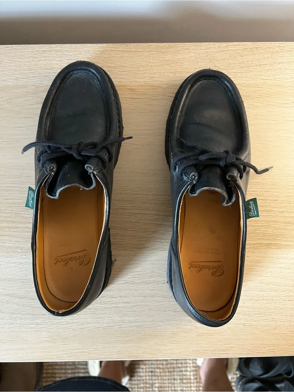 Paraboot Michael Lisse Noir Derby Shoes - UK 7 / US 8 (Fits US 9-9.5)